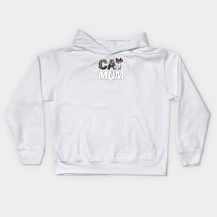 Cat mum - grey and white cat oil painting word art Kids Hoodie